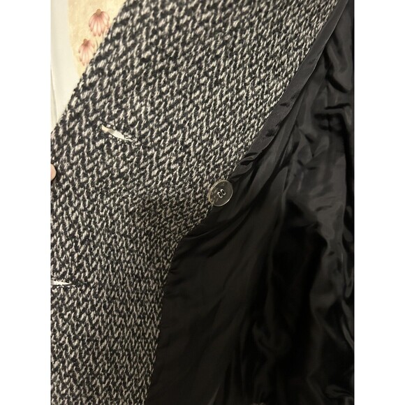 Vintage Paul Levy Trench Coat Womens Gray Wool Herringbone Jacket Size 10 - Picture 11 of 15